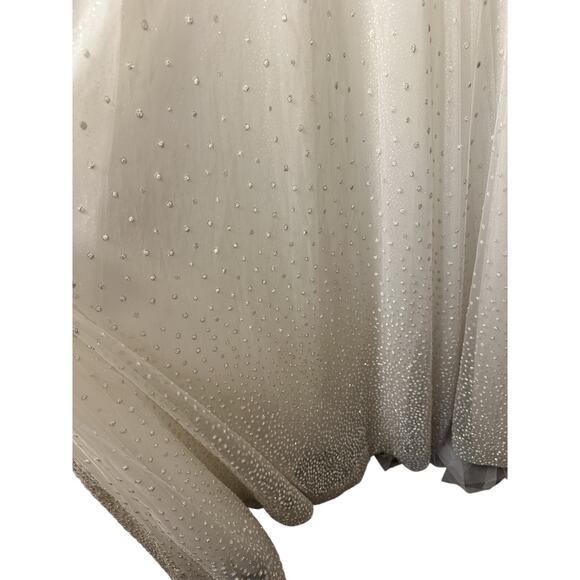 Monica Loretti Wedding Dress Style #8188 SZ 12 White With Sheer Sleeves - Picture 6 of 16